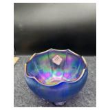 IMPERIAL COBALT BLUE PURPLE IRIDESCENT BOWL
