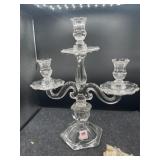 2 PAIRS OF 3 LIGHT CANDELABRA W/ PRISMS