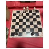 MARBLE CHESS BOARD W/ MARBLE CHESS PIECES