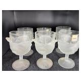 (6) LG WRIGHT CABBAGE LEAF GOBLETS (CLEAR)