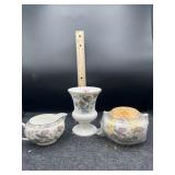 3 PC WEDGEWOOD KUTANI CRANE CREAM & SUGAR, & SMALL