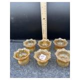 6 PC AMBER DUNCAN SALT CELLARS