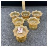 6 PC AMBER DUNCAN SALT CELLARS