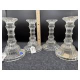 (4) IMPERIAL GLASS CLEAR CANDLE STICK HOLDERS