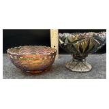 2 PC IMPERIAL GLASS FOOTED COMPOTE & IMPERIAL GLAS