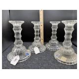 (4) IMPERIAL GLASS CLEAR CANDLE STICK HOLDERS