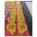 11 LG WRIGHT WILDFLOWER & DIAMOND VASELINE GOBLETS