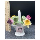 BONE CHINA BASKET W/ FLOWERS