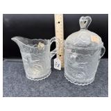 CLEAR CREAMER & SUGAR - KISSING BIRDS