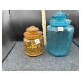 (2) CARNIVAL GLASS CANNISTERS