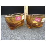 PAIR OF VIKING AMBER GLASS ASHTRAYS