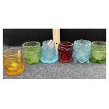(6) CARNIVAL GLASS TOOTHPICK HOLDERS