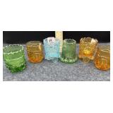 (6) CARNIVAL GLASS TOOTHPICK HOLDERS