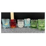 (6) CARNIVAL GLASS TOOTHPICK HOLDERS