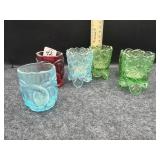 (6) CARNIVAL GLASS TOOTHPICK HOLDERS
