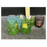 (6) CARNIVAL GLASS TOOTHPICK HOLDERS