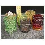 (6) CARNIVAL GLASS TOOTHPICK HOLDERS