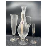 3 PC - (2) BUD VASES & (1) EWER