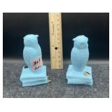 2 PC WESTMORELAND GLASS OWL ON BOOKS
