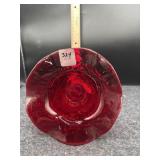 RUBY RED INVERTED VINE PEDESTAL BOWL