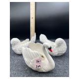 (2) ALABASTER DOVES & (1) SWAN