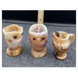 3PC SLAG GLASS CREAMER, SUGAR, ETC.