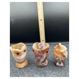 3PC SLAG GLASS CREAMER, SUGAR, ETC.