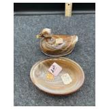 SLAG GLASS DUCK ON A NEST