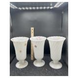3 MILK GLASS VASES