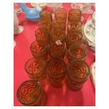16 L.E. SMITH MOON & STARS AMBER GOBLETS