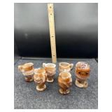 6 PC SLAG GLASS CREAMERS & SUGARS