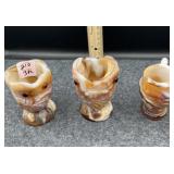 3PC SLAG GLASS CREAMER, SUGAR, ETC.