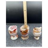 3PC SLAG GLASS CREAMER, SUGAR, ETC.