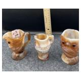 3PC SLAG GLASS CREAMER, SUGAR, ETC.