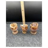 3PC SLAG GLASS CREAMER, SUGAR, ETC.