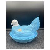 BLUE HEN ON  NEST