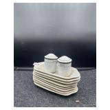 9  BUTTER PLATE, SALT & PEPPERS