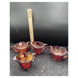 4 PC IMPERIAL ACANTHUS LEAF RED CARNIVAL CREAM & S