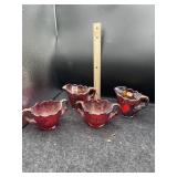 4 PC IMPERIAL ACANTHUS LEAF RED CARNIVAL CREAM & S