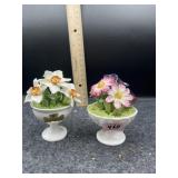 2 BONE CHINA BOWLS W/ FLOWERS