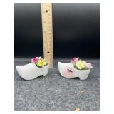 2 PC BONE CHINA SHOES W/ FLOWERS