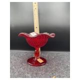 RUBY RED PEDESTAL BOWL
