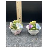 2 BONE CHINA BOWLS W/ FLOWERS