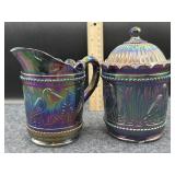 IMPERIAL GLASS STORK AND RUSHES CREAM & SUGAR