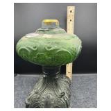GREEN STANDING KEROSENE LAMP BASE