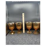 4 AMBER GOBLETS