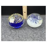 2 PC DAR & GOD BLESS AMERICA GLASS PAPER WEIGHTS