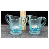 PAIR OF BLUE INVIVIDUAL CREAMERS