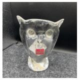 VIKING GLASS OWL HEAD PAPER WEIGHT