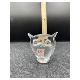 VIKING GLASS OWL HEAD PAPERWEIGHT